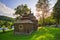 Wooden church of Saint Michael the Archangel in Prikra during summer sunset