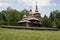 Wooden church of St Paraskieva from village Nova Polianka located in open air ethnographic museum of Svidnik, Slovakia