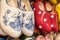 Wooden clogs with picture of windmill in souvenir store