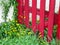 Wooden closed house gate on countryside