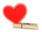 Wooden clothes pin with big paper heart 3D