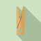 Wooden clothes pin icon, flat style