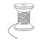 The wooden coil of thread for sewing. Sewing and equipment single icon in outline style vector symbol stock illustration