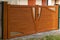 Wooden color street private home steel door residential aluminum gate slats portal house