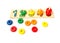 Wooden colored blocks, rings. Game for learning account.Shallow