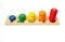 Wooden colored blocks, rings. Game for learning account.Wooden c