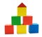 Wooden colored building pyramid of cubes toys