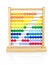 Wooden colorful abacus for kids isolated on white background with shadow reflection.