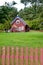 Wooden colorful house well fence rural homestead