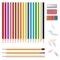 Wooden colorful sharp pencils set with erasers and push clips, i