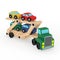 Wooden Coloured Cars Carrier Truck Trailer Toy. 3d Rendering