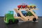 Wooden Coloured Cars Carrier Truck Trailer Toy. 3d Rendering