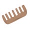 Wooden comb, illustration, vector on white background. Comb icon, logo vector isolated on brown closeup. Natural hair