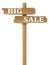 Wooden commercial road sign with SALE label text