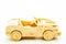 wooden construction light brown kids car on white