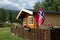 Wooden cottage with Norwegian flag, Norway