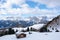 A wooden cottage with panorama of Dolomiti, Canazei, Italy