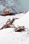 Wooden cottage on peak of Yulong Snow Mountain