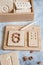 Wooden counting and writing trays - learning resource for educating littles on number writing, fine motor skills, hand eye