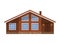 Wooden country brown house, cottage, chalet, villa, isolated on white background.
