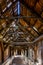 Wooden covered staircase at Biertan Fortified Church, Romania