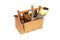 Wooden craftsman toolbox with tools and equipment isolated on a white background