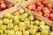 Wooden crate box full of fresh apples