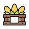 Wooden crate with corns icon, Thanksgiving related vector