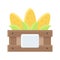 Wooden crate with corns icon, Thanksgiving related vector