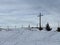 A wooden cross or Christian crucifix on top of the Swiss mountain Kronberg in the Appenzell Alps massif, UrnÃ¤sch / Urnaesch