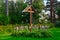 Wooden cross at the Church of the Archangel Michael in the Arkhangelskoye manor near Moscow, Russia