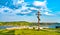 Wooden cross overlooking the Volga River in Sviyazhsk, Russia