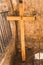 Wooden cross at Prison of Christ. Monastery of the Praetorium in Jerusalem, Israel. The Greek Orthodox allege that the real place