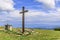 Wooden cross and stone altar on Pilsko in Beskid, Poland