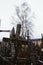 Wooden crosses on the hill of crosses in Lithuania.