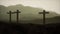 Wooden Crucifix cross at mountain