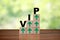 Wooden cube block shapes as step stairs with VIP word