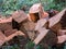 Wooden cube pile cut tree eucaliptus deforestation
