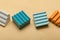 Wooden cubes, colorful toy bricks