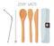 Wooden cutlery set, bamboo crockery, spoon, fork