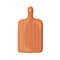 Wooden cutting board. Rustic kitchen utensil, cooking accessory for chopping. Clean new wood kitchenware, culinary ware
