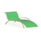 Wooden deck chair or lounger with green towel on it