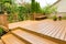 Wooden deck of family home.