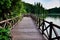 wooden deck platform lake long corridor