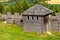 Wooden defense walls and tower of Gora Birow Mountain stronghold near Ogrodzieniec Castle in Silesia region in Poland