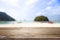 Wooden desk on beach