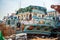 Wooden dhow cargo boats loaded with merchandise on Dubai Creek, UAE