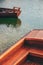 Wooden dinghy boats on Lake Bohinj in Slovenia