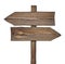 Wooden direction sign with two arrows in opposite directions