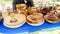Wooden dishes. Traditionally hand-crafted dishes of indigenous wood pieces of exceptionally high quality exhibited at the fair
